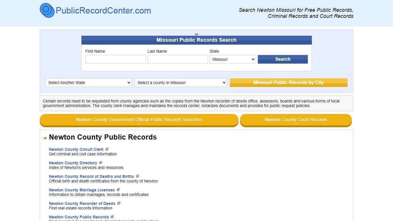 Newton County Missouri Free Public Records - Court Records ...