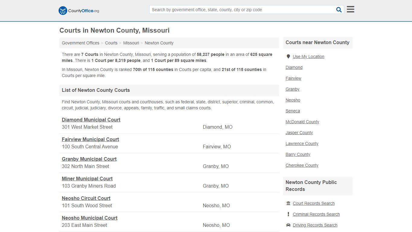 Courts - Newton County, MO (Court Records & Calendars)
